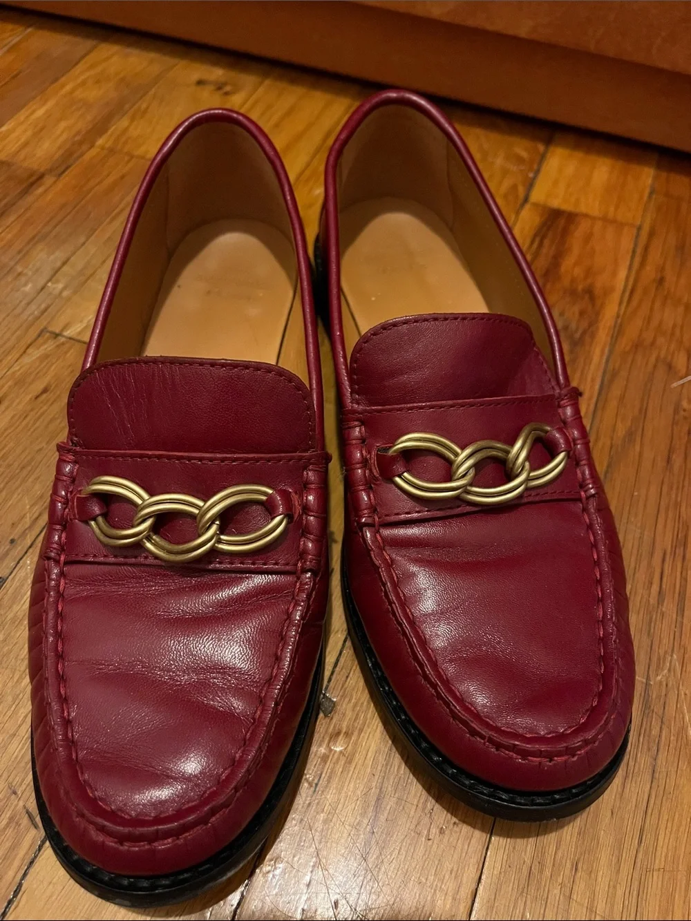 Sézane red Vicky leather loafer